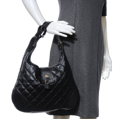 Burberry Leather Quilted Brook Hobo Black 2 of 8