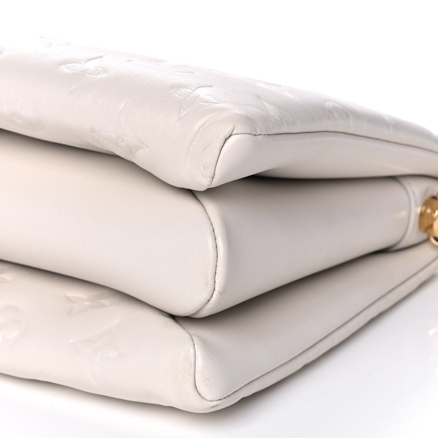 Lambskin Embossed Monogram Coussin PM Beige Cream