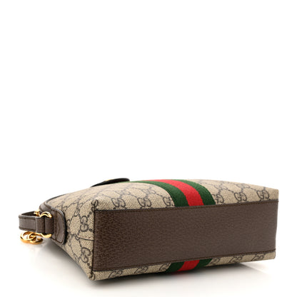 Gucci GG Supreme Monogram Textured Dollar Calfskin Web Small Ophidia Dome Shoulder Bag Beige Ebony New Acero 4 of 11