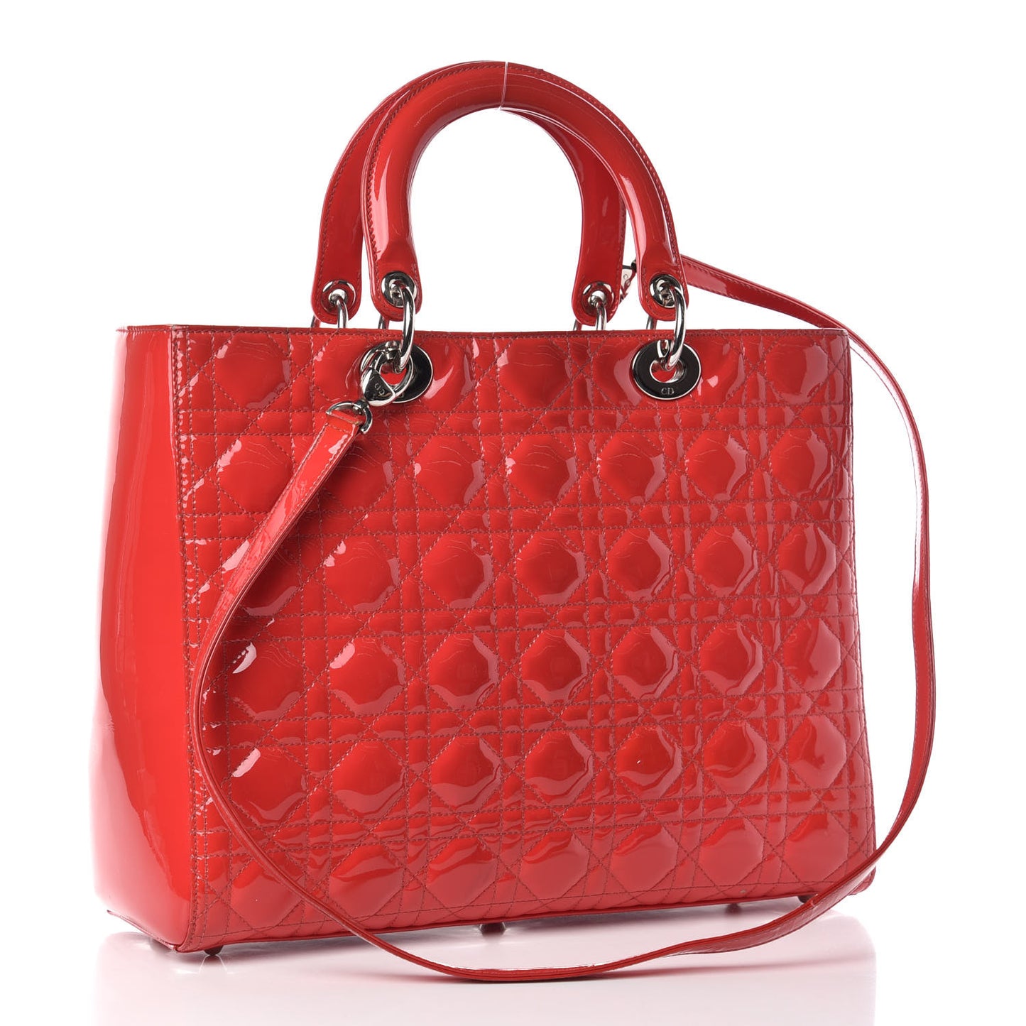 Patent Cannage Large Lady Dior Red