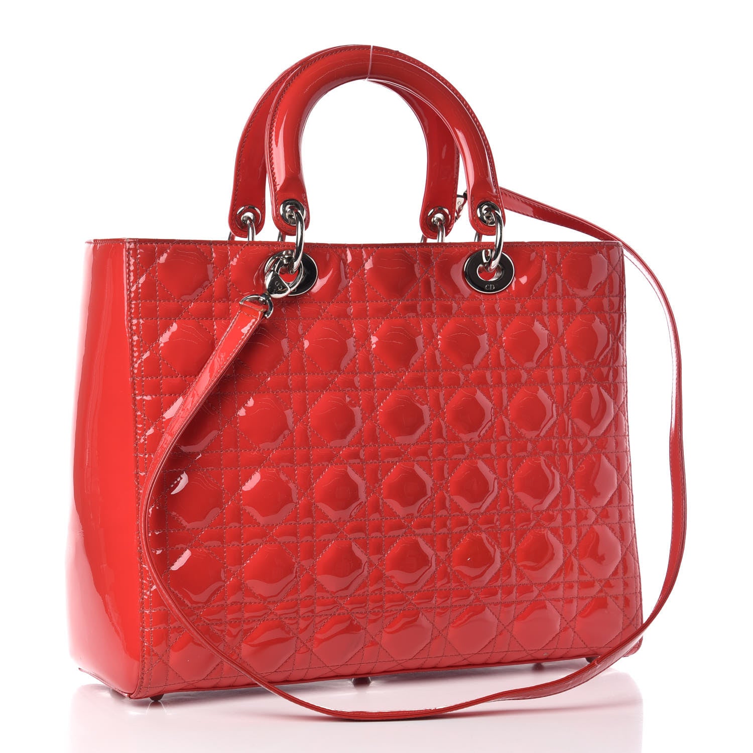 Christian Dior Patent Cannage Large Lady Dior Red 4 of 28