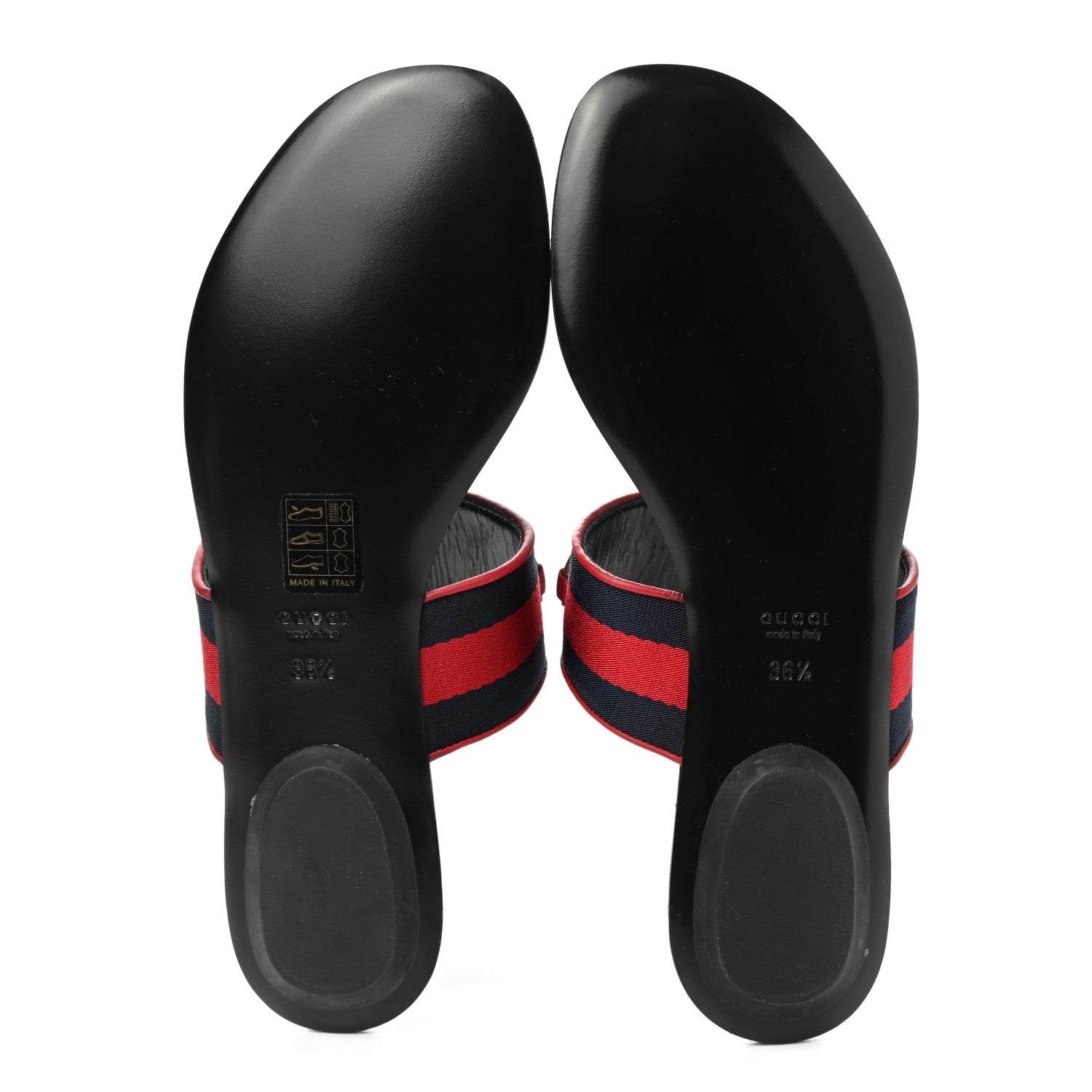 Gucci Nylon Calfskin Web Womens Horsebit Thong Sandals 36.5 Blue Red Black 5 of 8