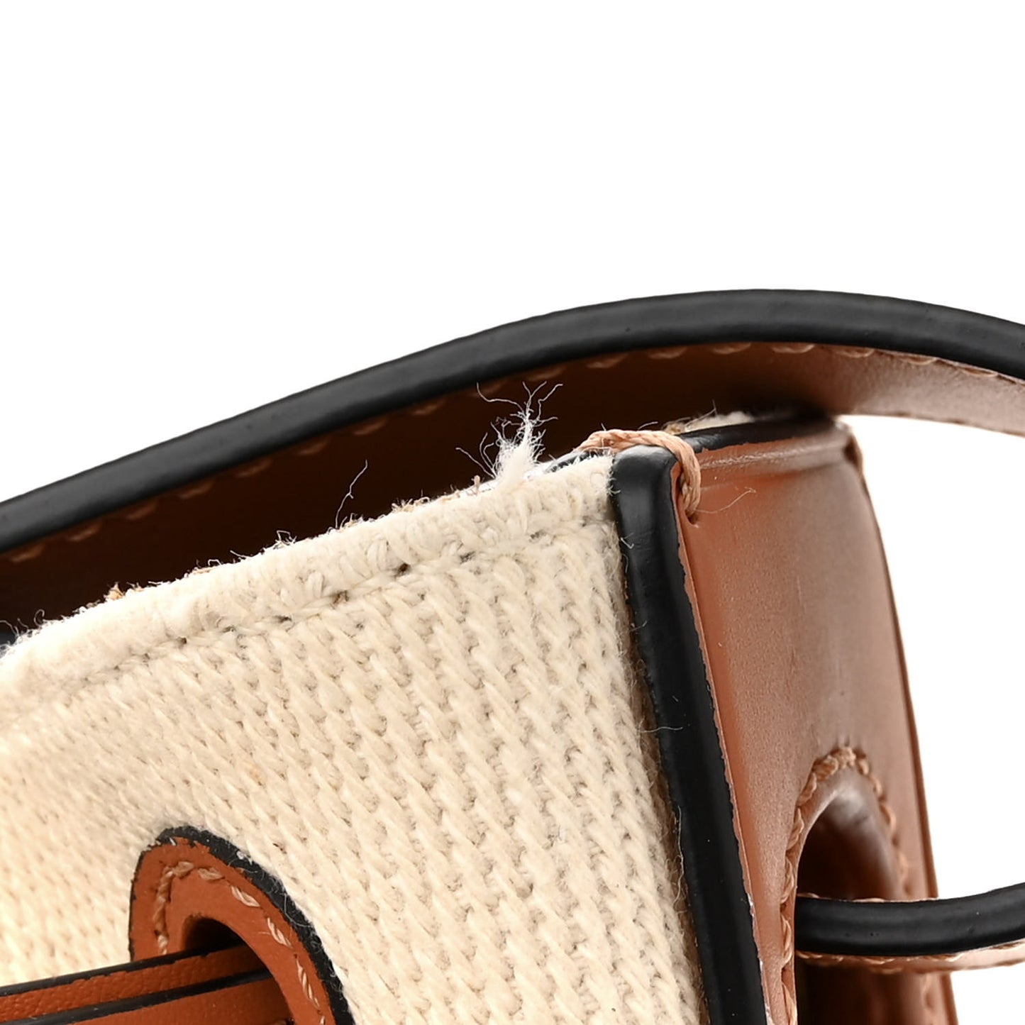 Canvas Calfskin Balloon Bucket Bag Ecru Tan