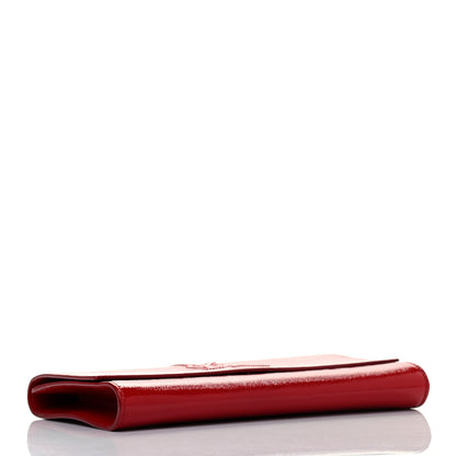 Saint Laurent Textured Patent Monogram Large Belle De Jour Clutch Red 3 of 5