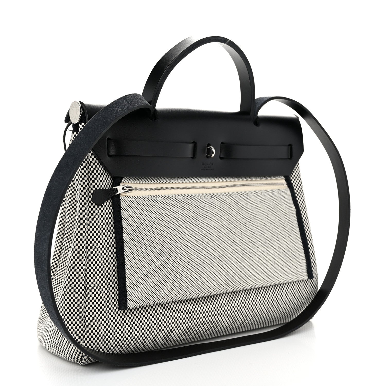 Hermes Vache Hunter Criss Viking Herbag Zip Retourne 31 PM Ecru Black 4 of 12