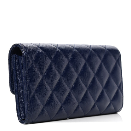 Chanel Caviar Quilted Large Gusset Flap Wallet Navy 2 of 5