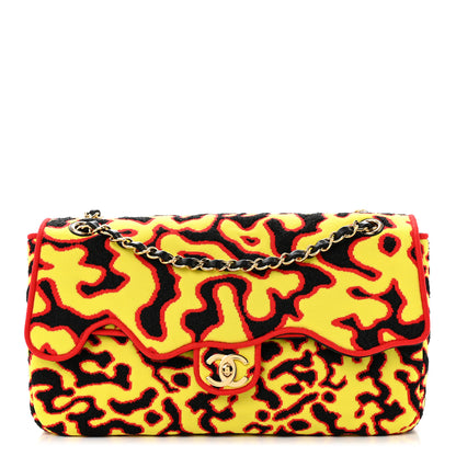 Chanel Mixed Fibers Magma Maxi Flap Yellow Black Red 2 of 32