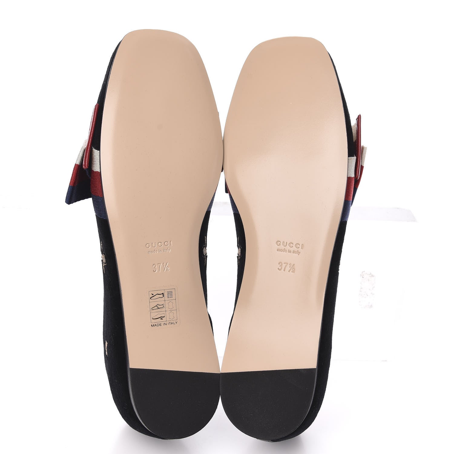 Gucci Velvet Bee Star Embroidered Sylvie Bow Loafers 37.5 Black 5 of 9