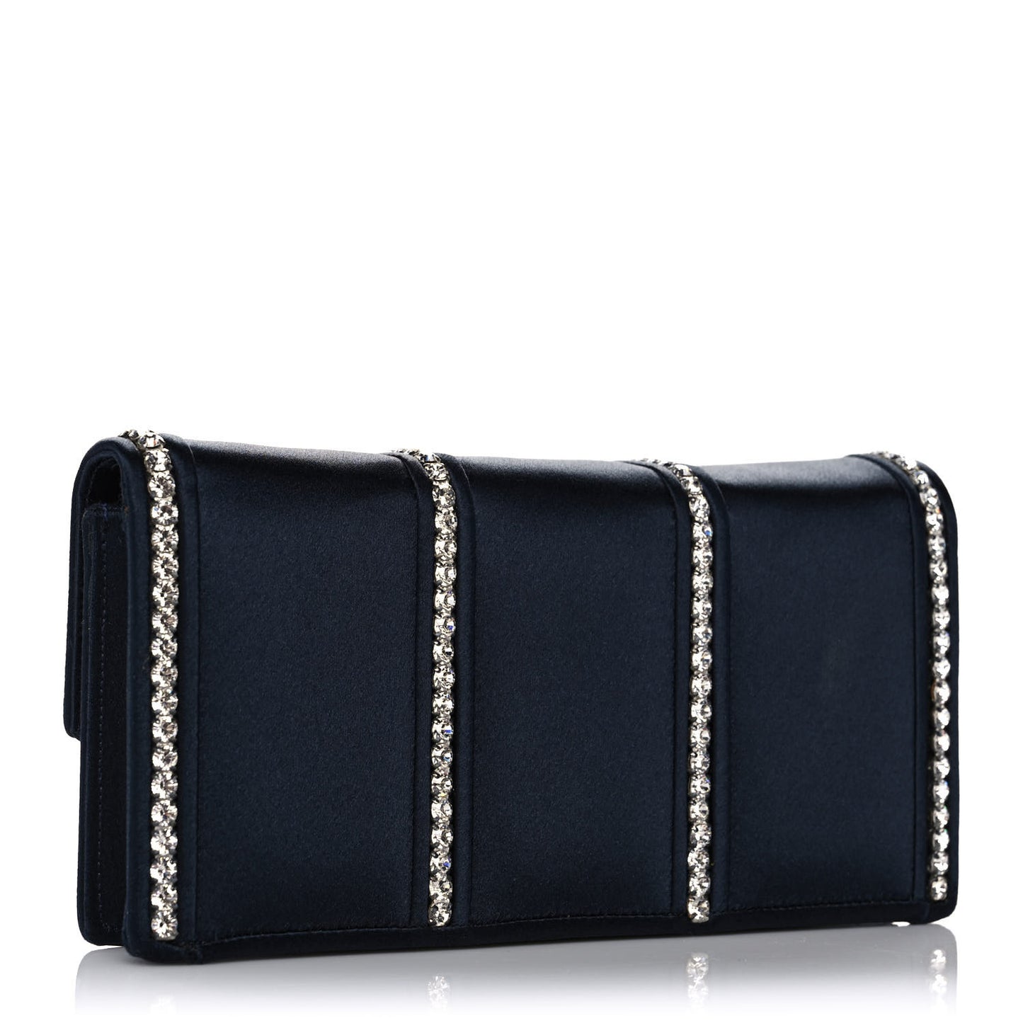 Crystal Satin Clutch Navy Blue