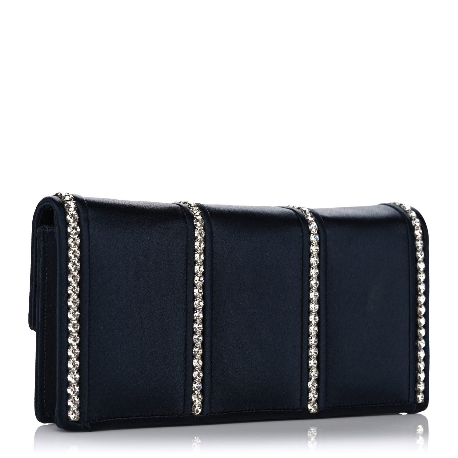 Judith Leiber Crystal Satin Clutch Navy Blue 3 of 12
