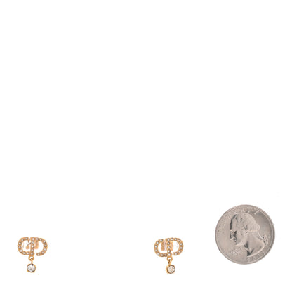 Christian Dior Crystal CD Drop Earrings Gold 2 of 5