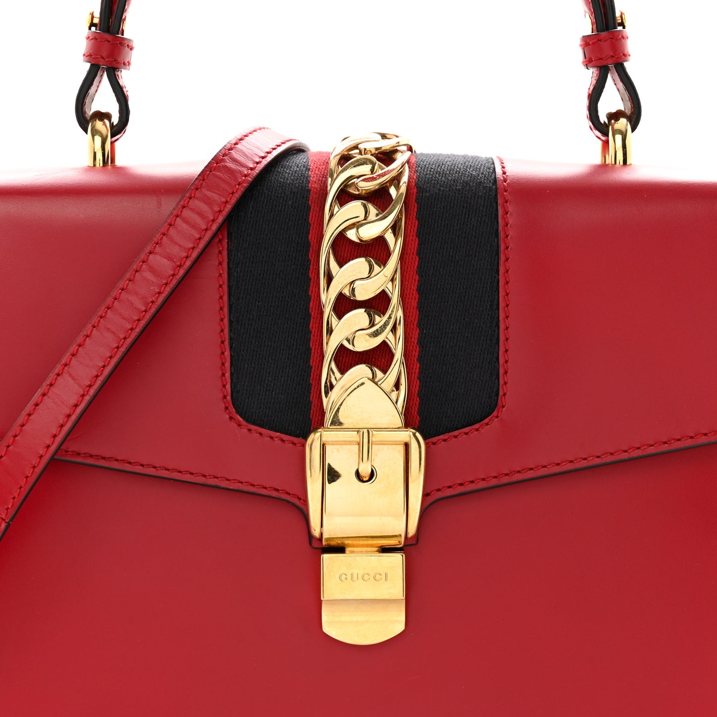 Calfskin Medium Sylvie Top Handle Bag Hibiscus Red
