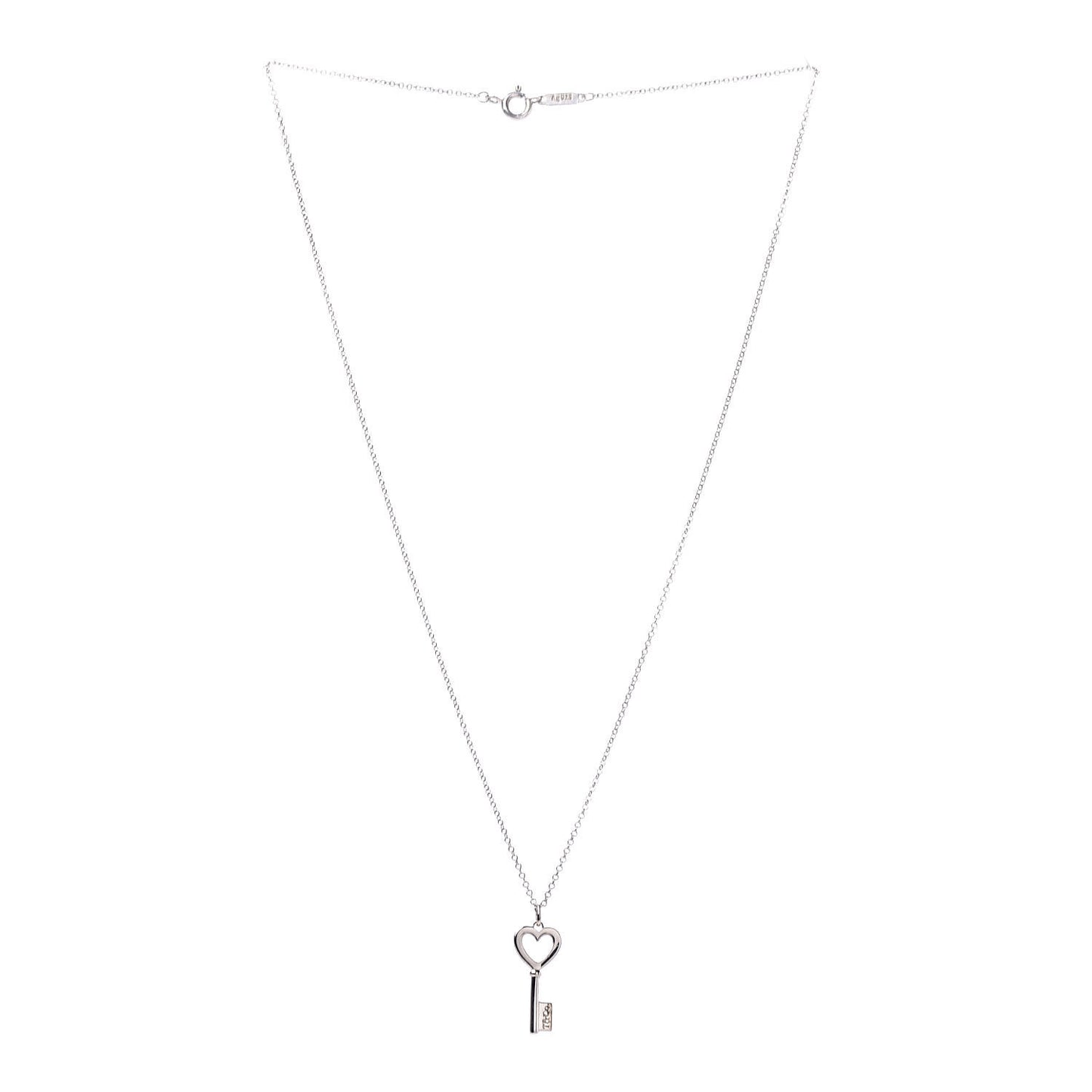 Sterling Silver Mini Heart Key Pendant Necklace
