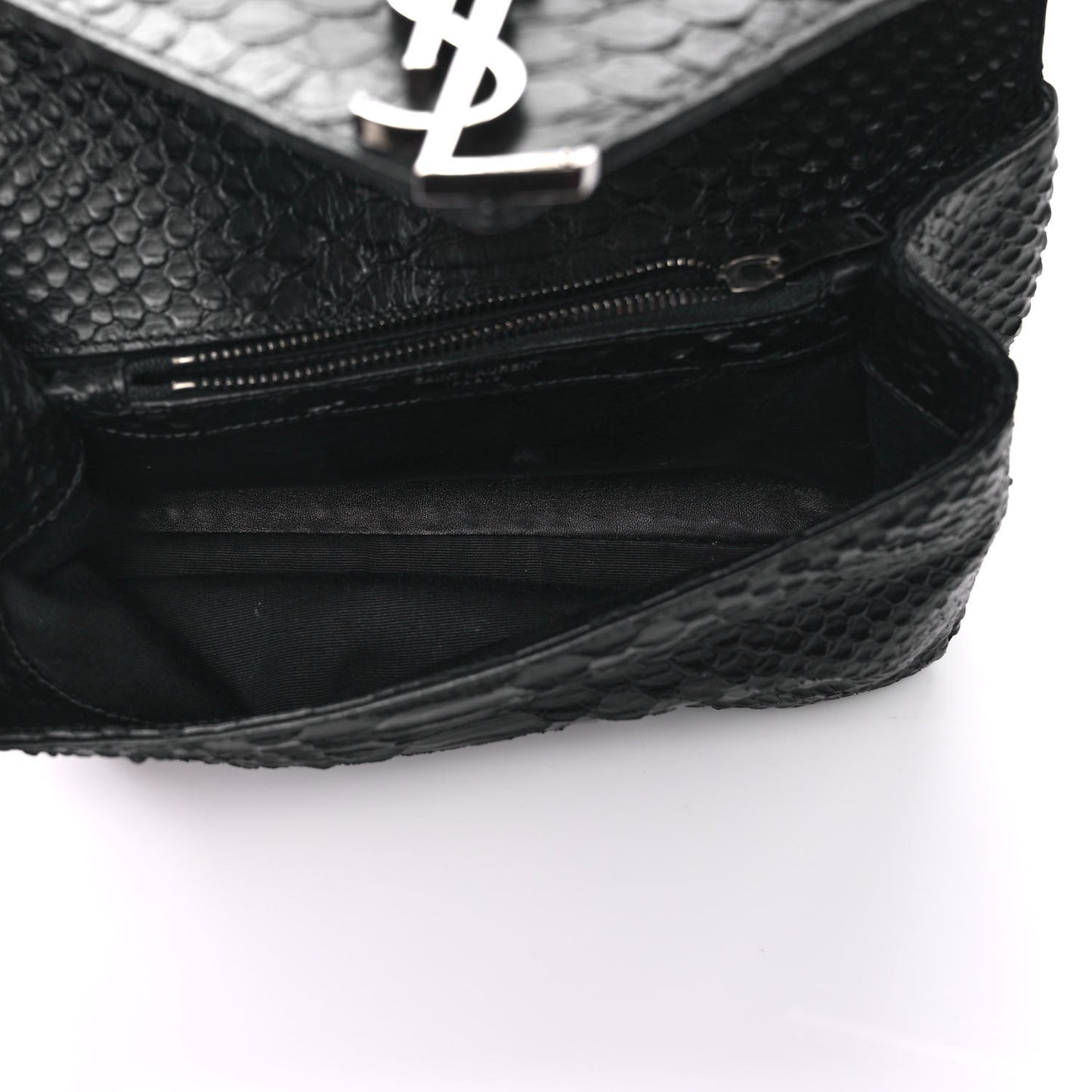 Calfskin Python Embossed Monogram Medium College Bag Black
