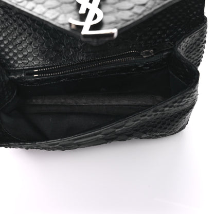 Saint Laurent Calfskin Python Embossed Monogram Medium College Bag Black 5 of 13