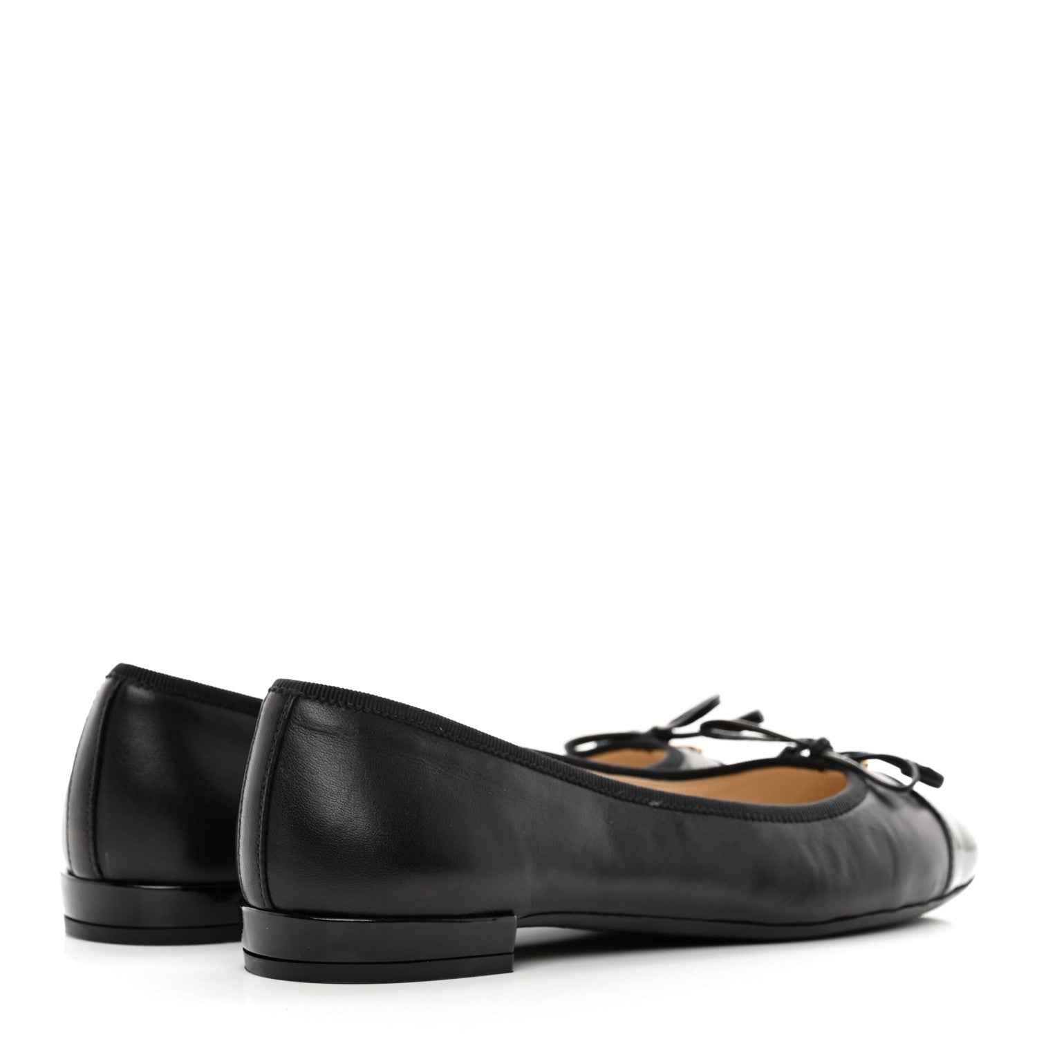 Prada Nappa Vernice Cap Toe Logo Bow Ballerina Flats 35 Black 4 of 14