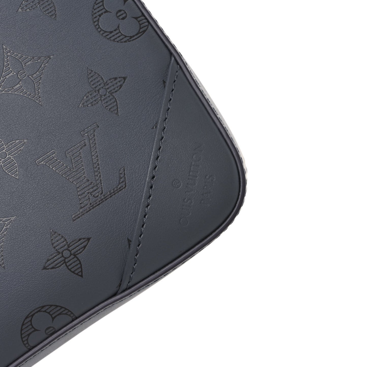 Calfskin Monogram Shadow Duo Messenger Anthracite Gray