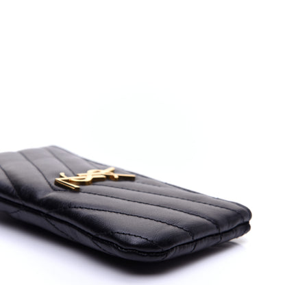 Saint Laurent Calfskin Matelasse Monogram Key Pouch Black 7 of 12
