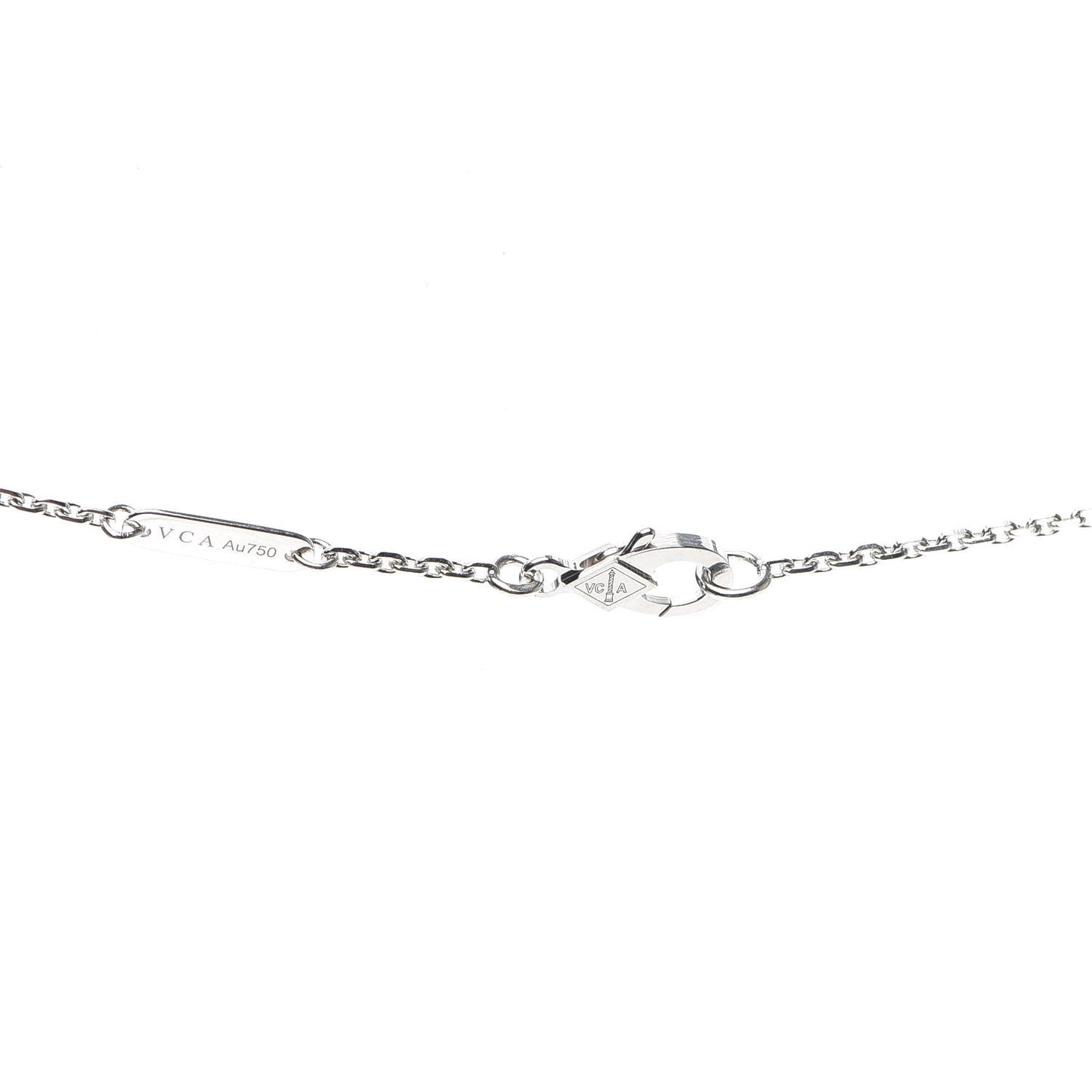 18K White Gold Mother of Pearl Vintage Alhambra Pendant Necklace