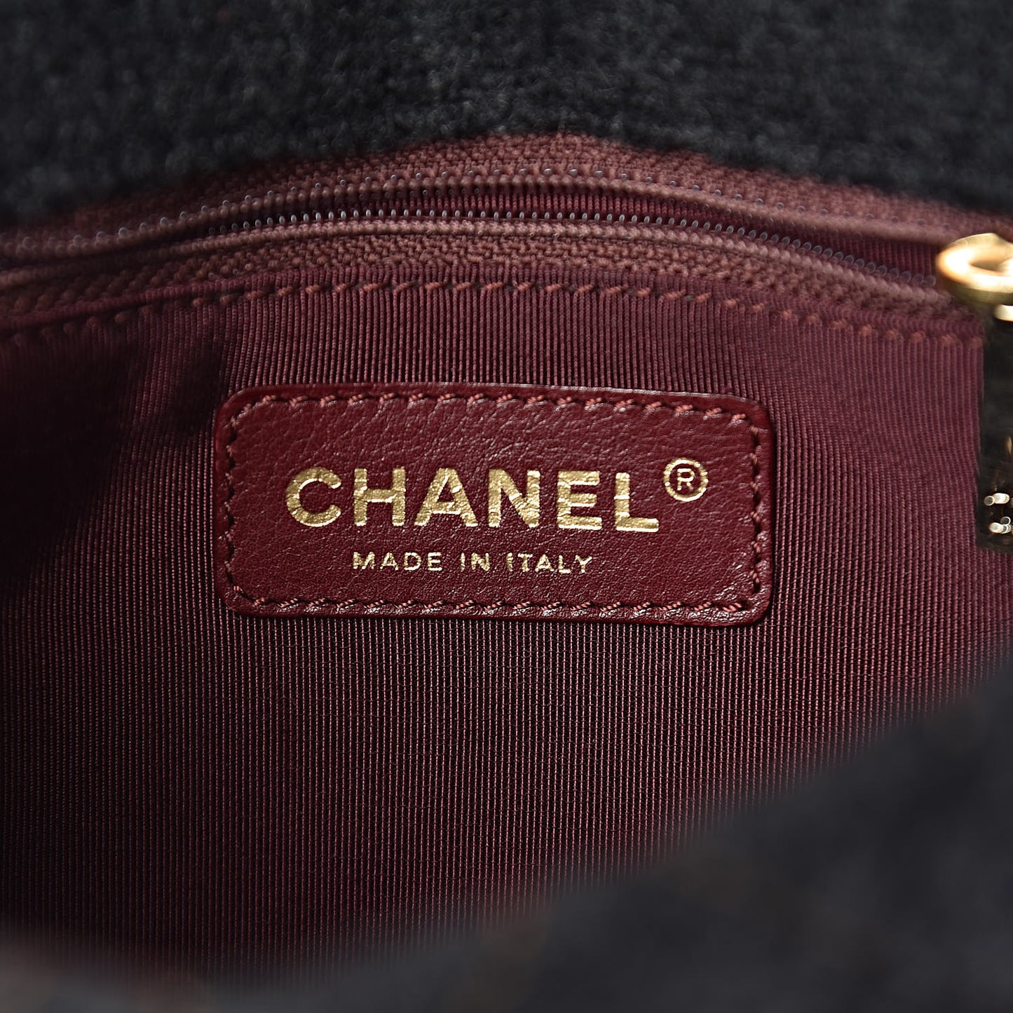 Wool Contrast Stitch Mini Square Flap Charcoal