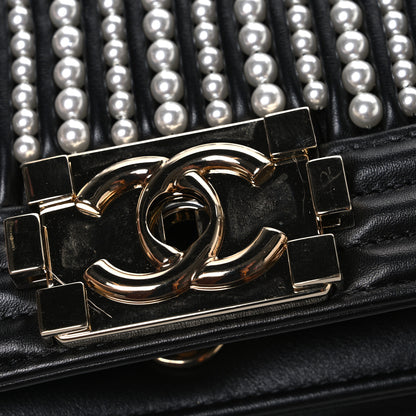 Chanel Calfskin Pearl Medium Chanel Pearls Boy Flap Black 11 of 11