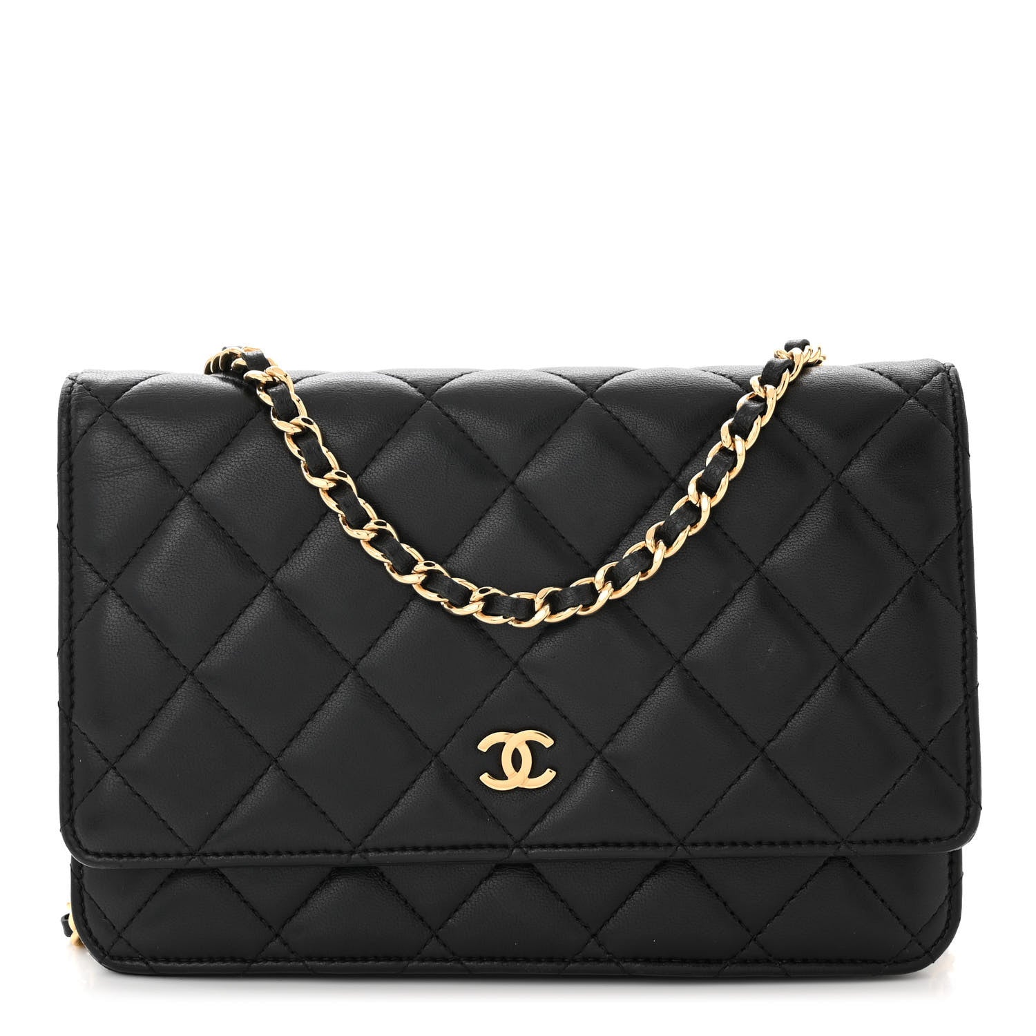 Chanel Lambskin Quilted Wallet On Chain WOC Black 1 of 11