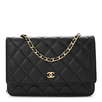 Chanel Lambskin Quilted Wallet On Chain WOC Black 1 of 11