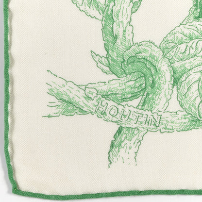 Hermes Cashmere Silk Les Cabanes Shawl 140 Blanc Vert Vif 3 of 4