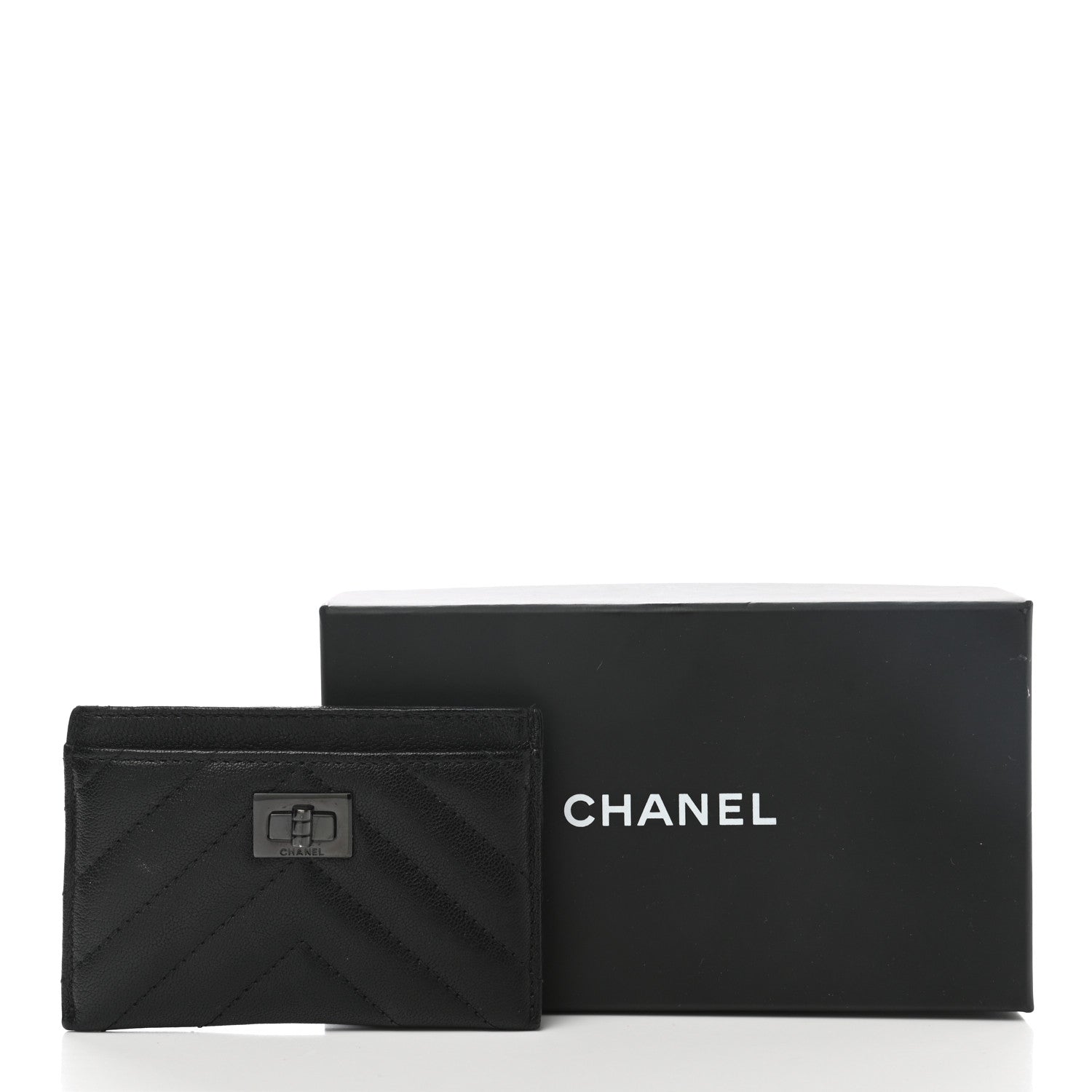 Chanel Sheepskin Chevron Quilted Reissue Card Holder So Black 10 of 10