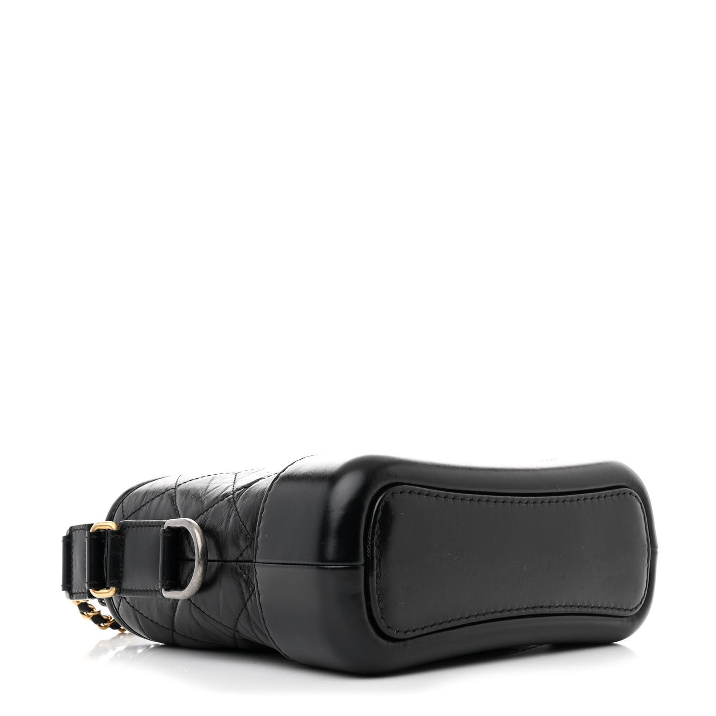 Aged Calfskin Quilted Small Gabrielle Hobo Black