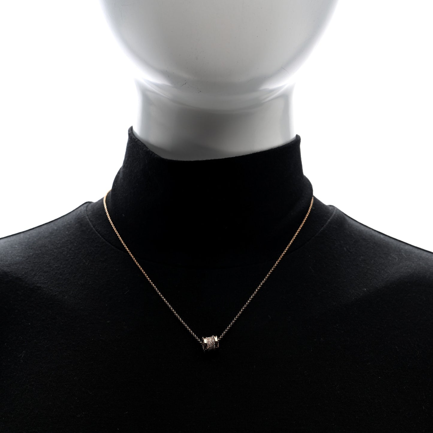 18K Rose Gold Diamond Small B.Zero1 Pave Pendant Necklace