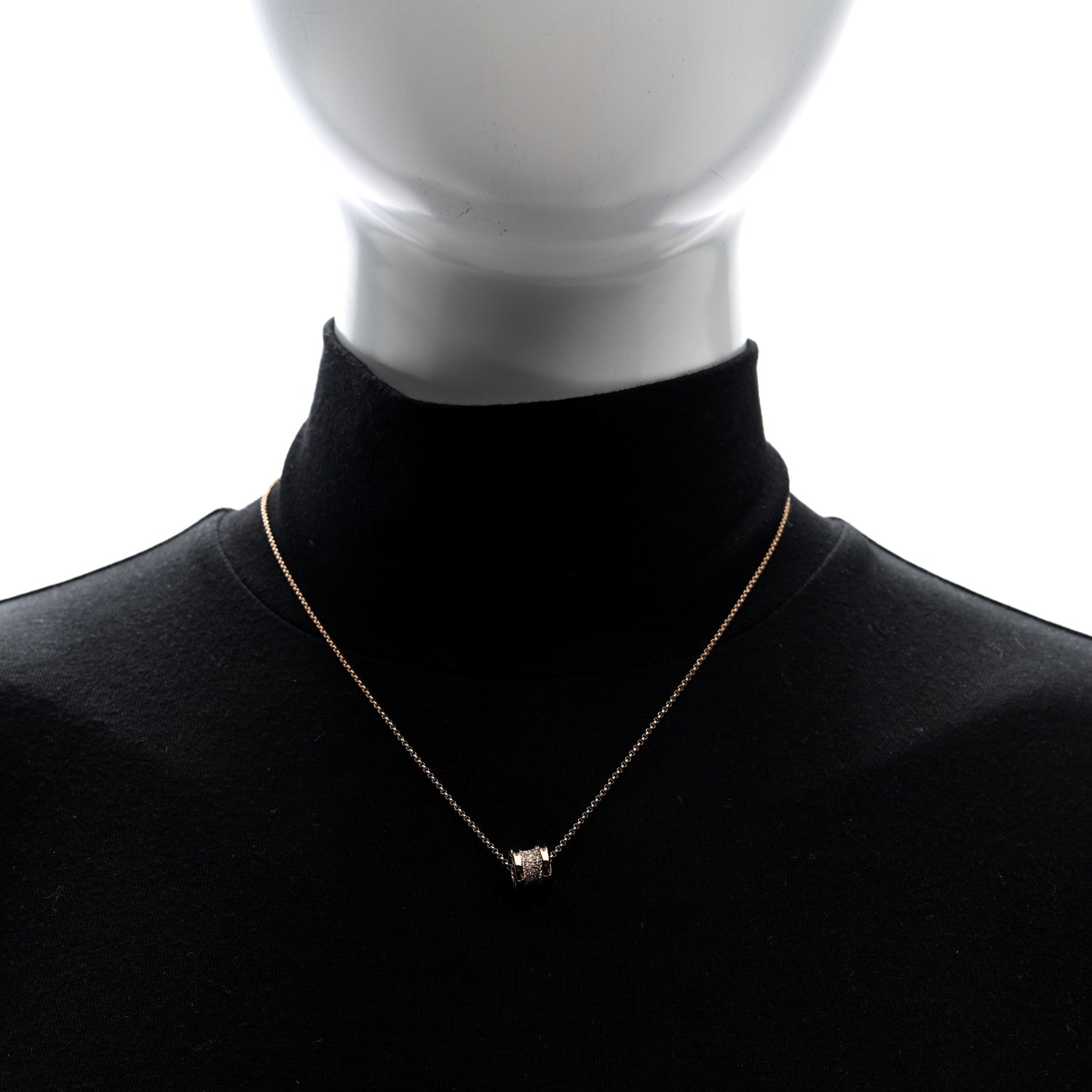 Bulgari 18K Rose Gold Diamond Small B.Zero1 Pave Pendant Necklace 2 of 6