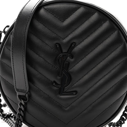 Saint Laurent Calfskin Matelasse Chevron Round Vinyle Camera Bag Black 7 of 9