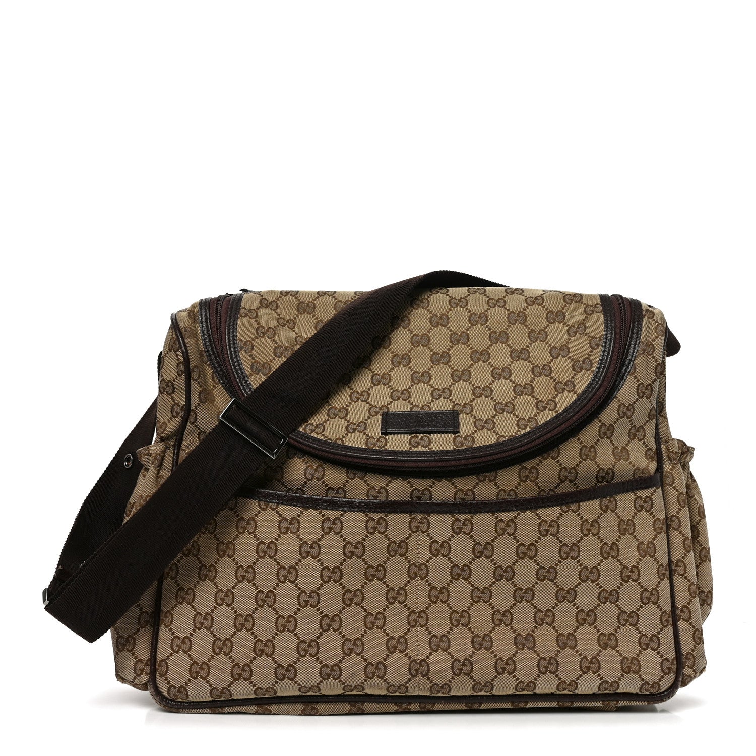 Gucci Monogram Natural Pigskin Large Diaper Bag Beige Ebony Cocoa Dark Chocolate 1 of 10