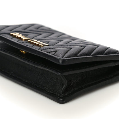 Miu Miu Nappa Impunture Flap Card Holder Key Ring Black 12 of 16