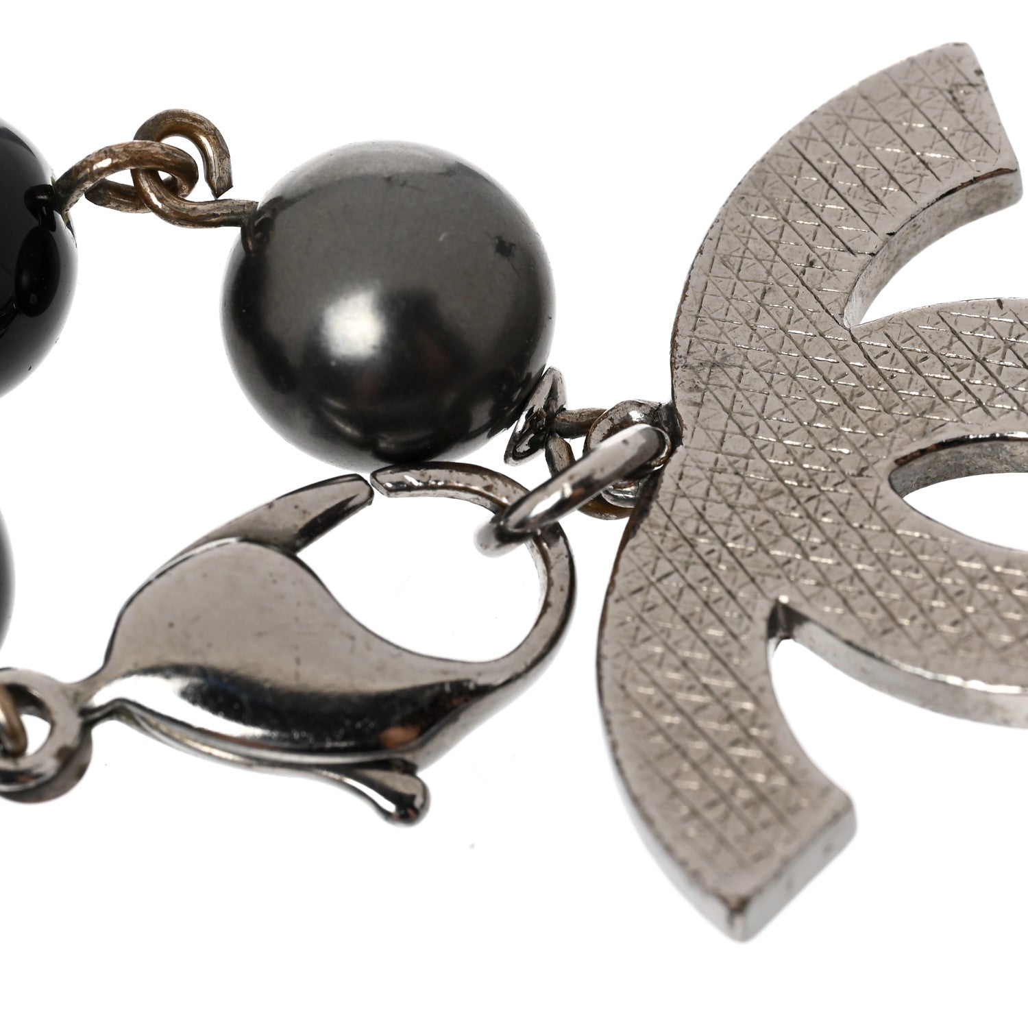 Chanel Ruthenium Pearl Beaded CC Bracelet Black 4 of 7