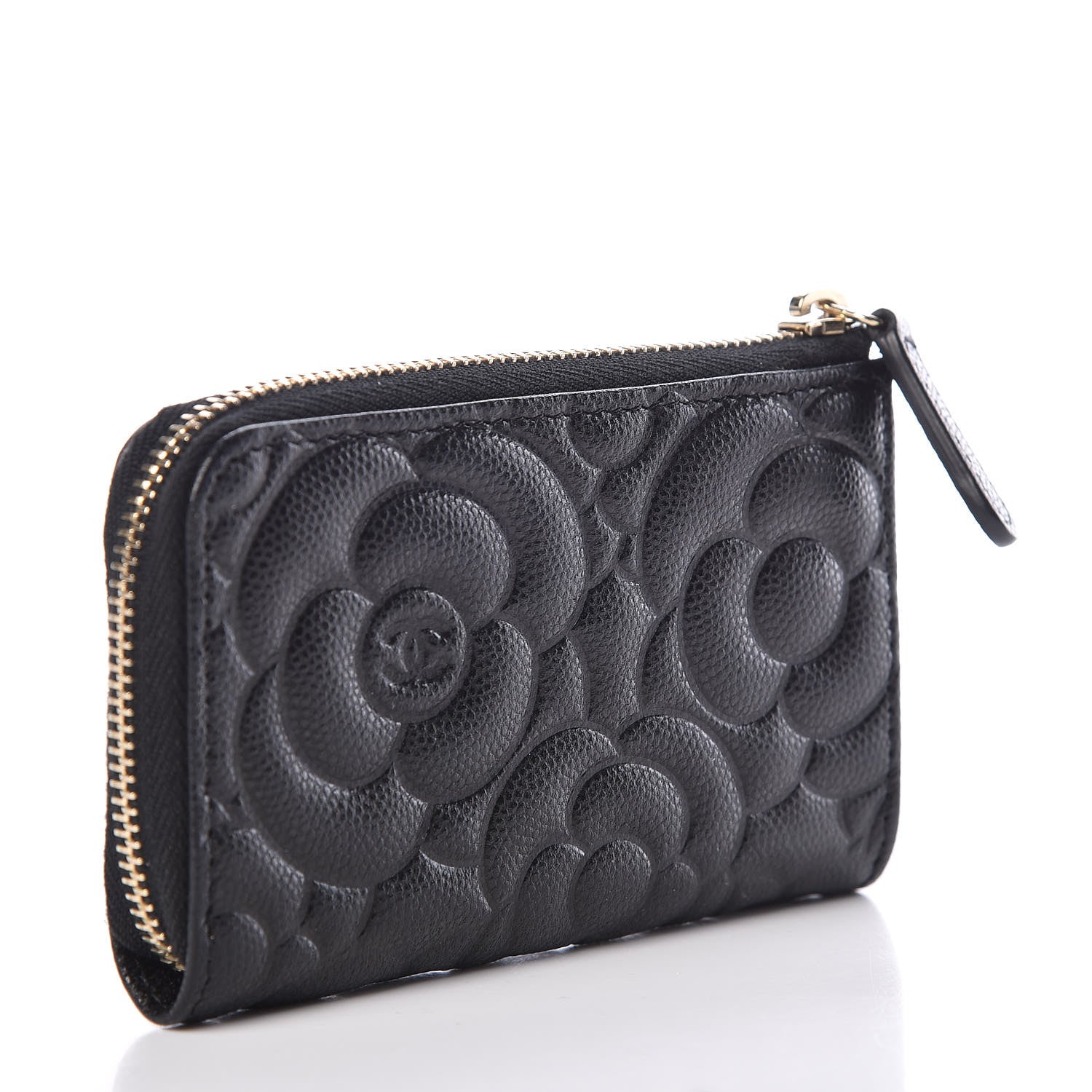 Chanel Caviar Camellia Embossed Key Holder Case Black 3 of 7