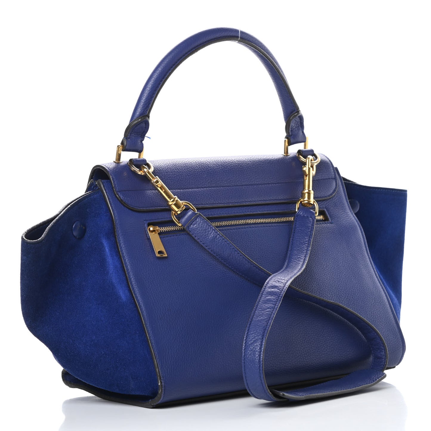 Drummed Calfskin Suede Small Trapeze Indigo