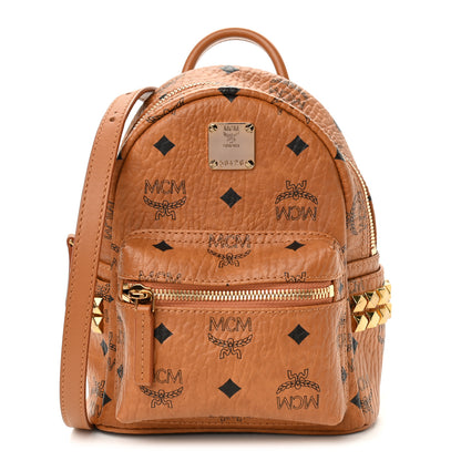 MCM Visetos Side Stud X-Mini Stark Bebe Boo Backpack Cognac 1 of 10