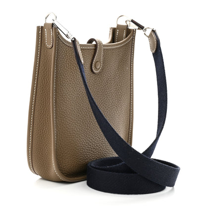 Hermes Taurillon Clemence Amazone Evelyne TPM Etoupe Bleu Indigo 3 of 12