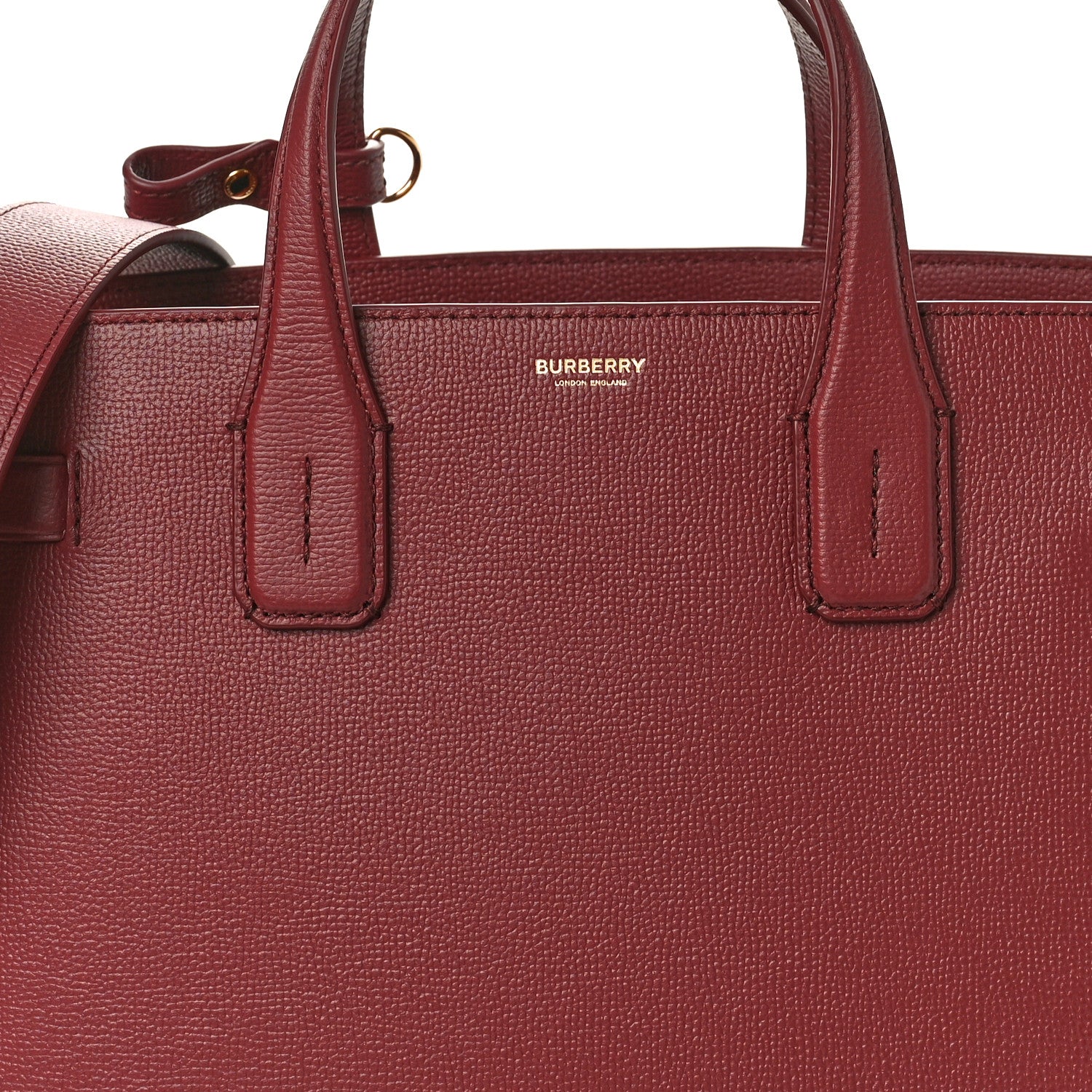 Burberry Grainy Calfskin House Check Medium Banner Tote Mahogany Red 7 of 9