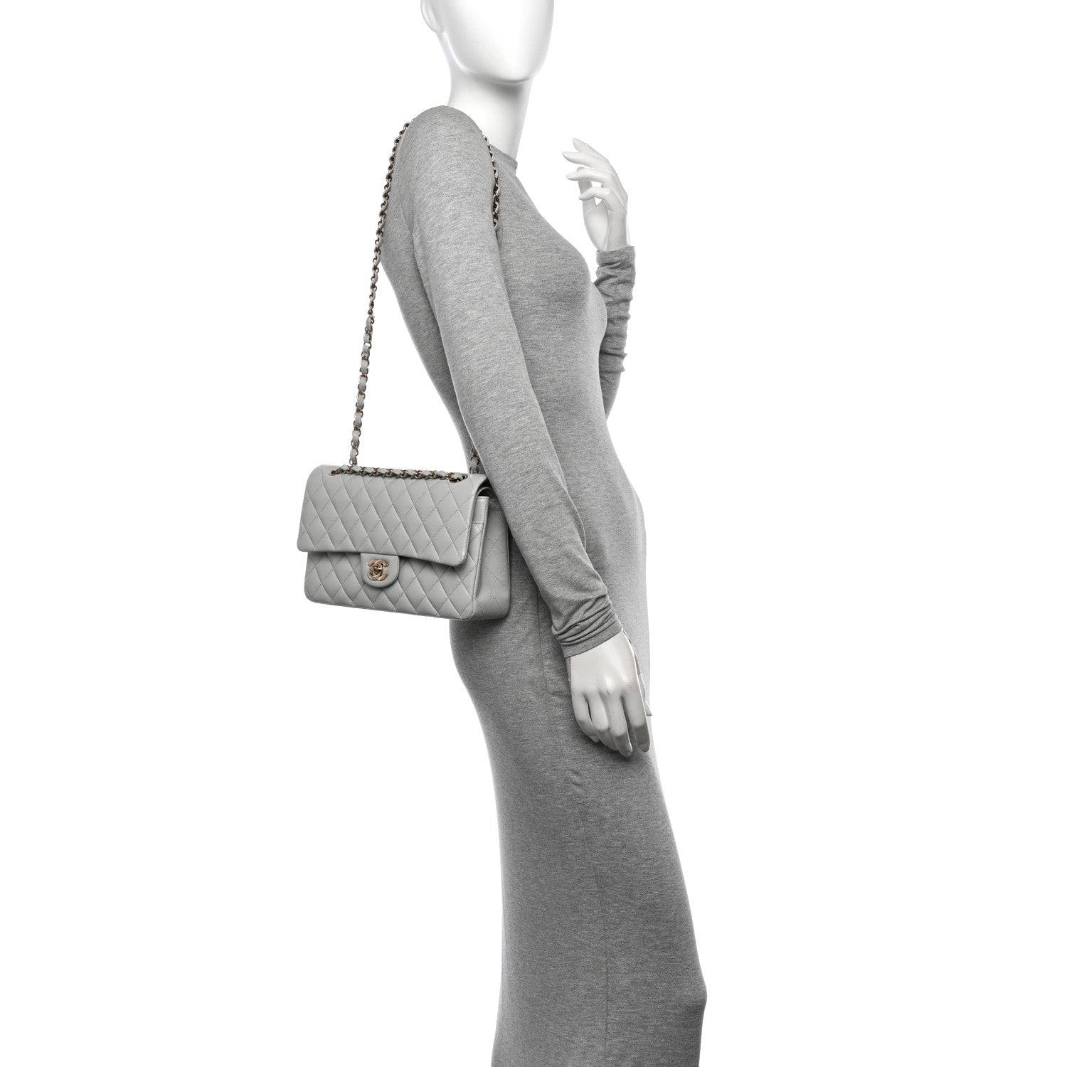 Chanel Lambskin Quilted Medium Double Flap Light Blue 2 of 14