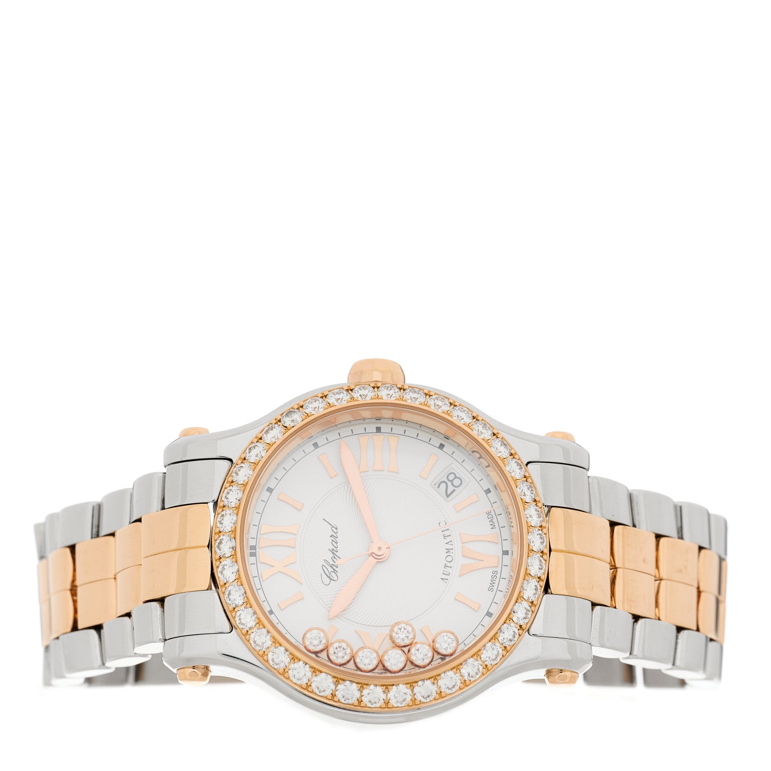 Chopard Stainless Steel 18K Rose Gold Diamond Bezel 7 Floating Diamond 36mm Happy Sport Automatic Watch 2 of 4
