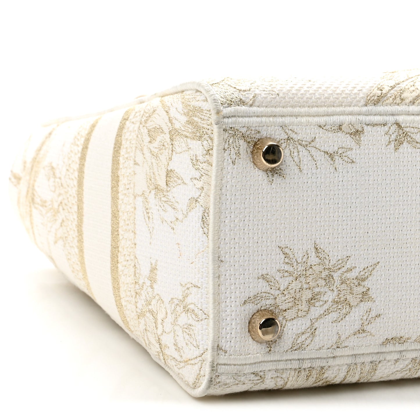 Canvas Embroidered Jardin D'Hiver Medium Lady D-Lite White Gold