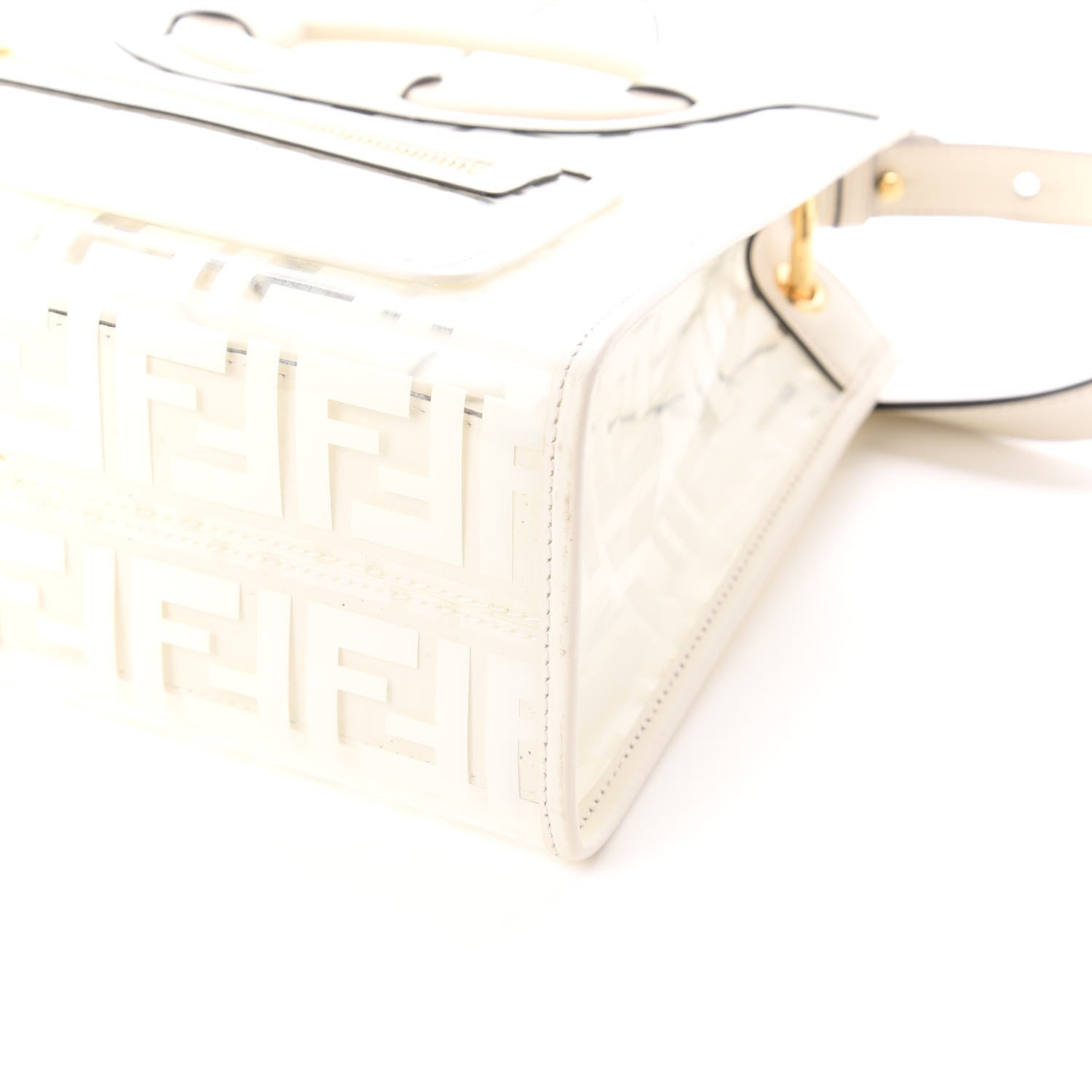 Fendi TPU FF Vitello Century Plexiglass Small Runaway Shopper Tote White 8 of 8