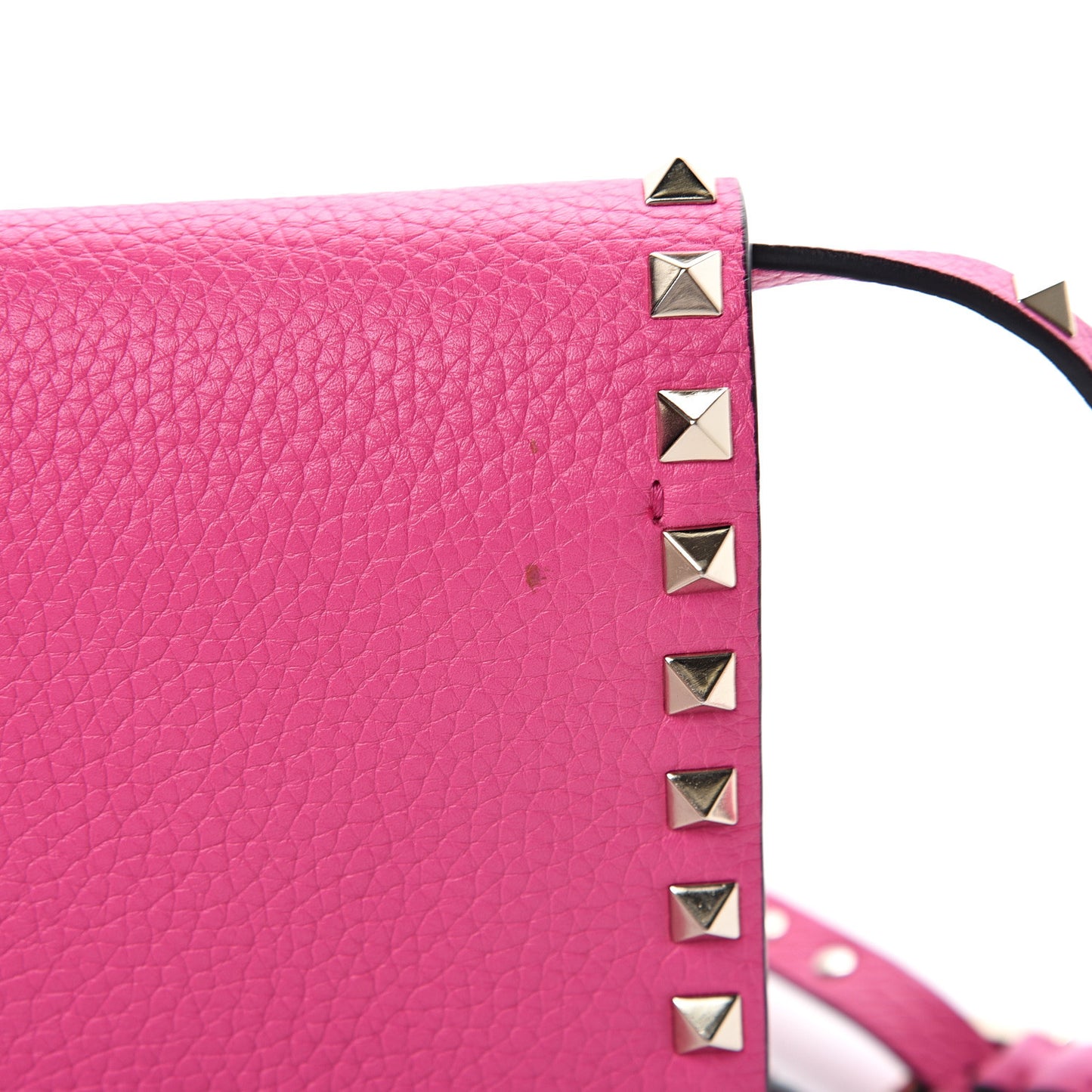 Pebbled Calfskin Medium Rockstud Flip Lock Crossbody Bag Pink Orchid