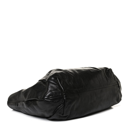 Prada Soft Calf Pleated Shoulder Bag Black 3 of 16