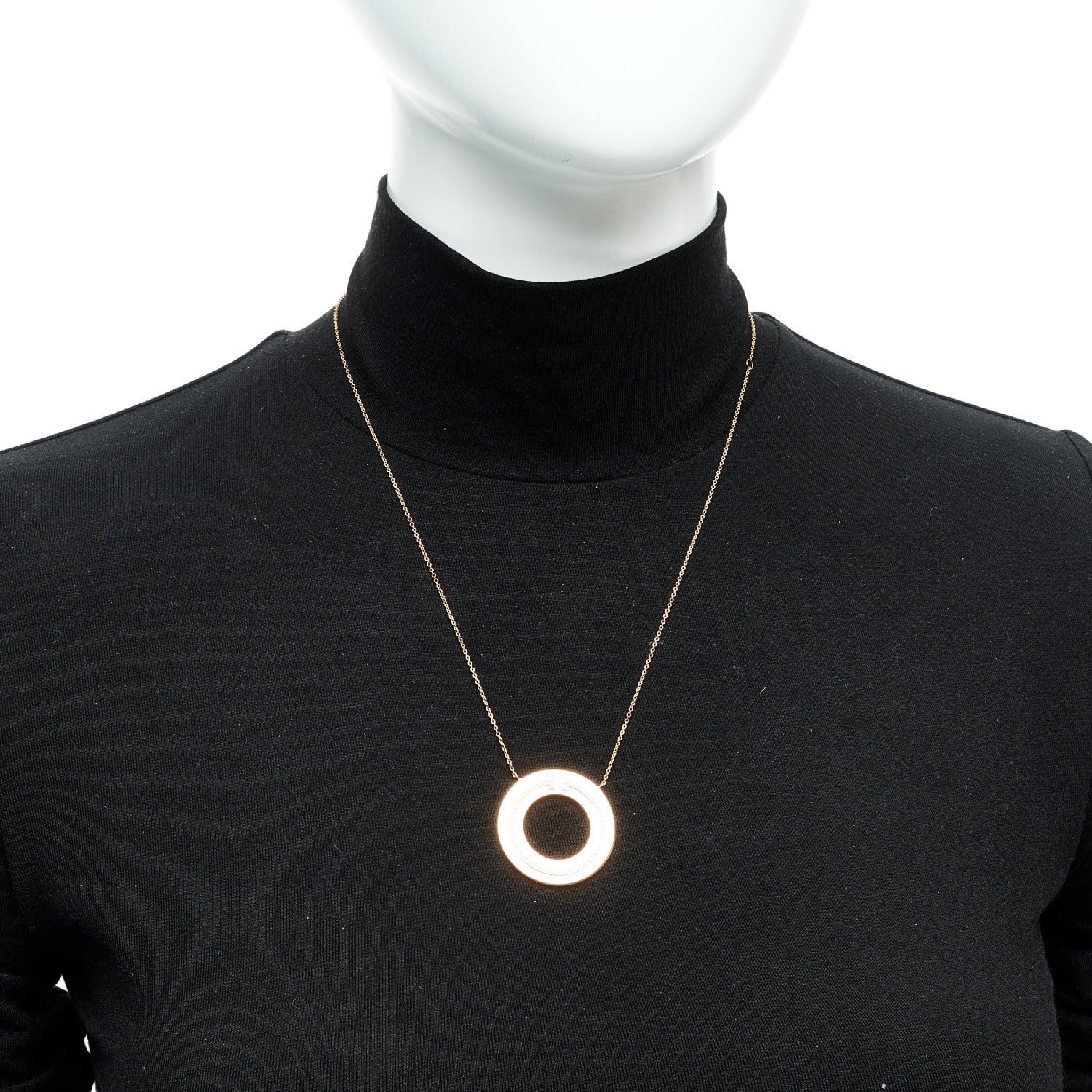 Tiffany 18K Rose Gold Diamond T Circle Pendant Necklace 2 of 6