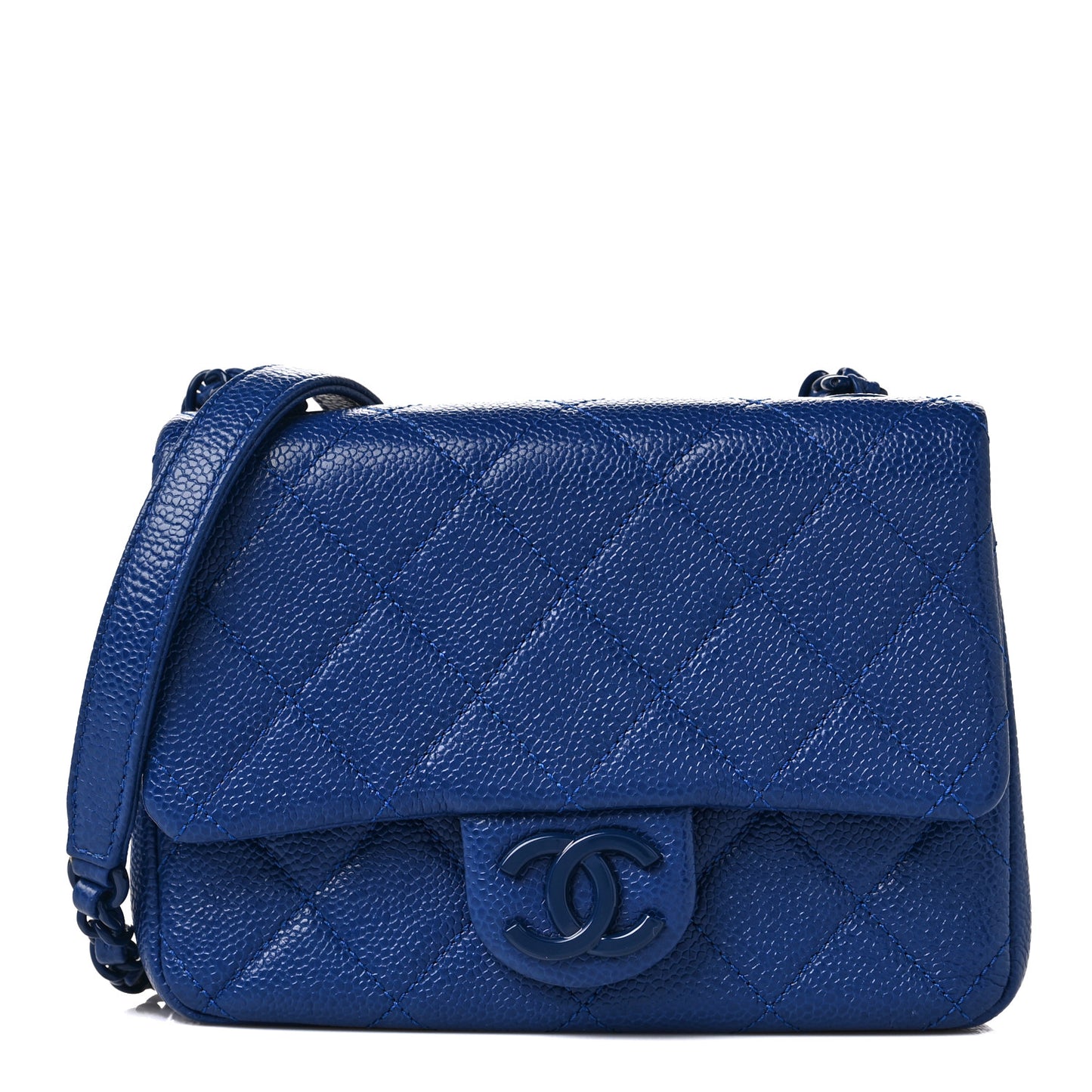Caviar Quilted Incognito Mini Square Flap Dark Blue