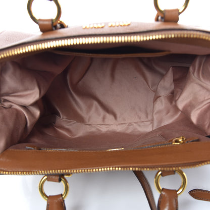 Miu Miu Goatskin Madras Bowling Bag Cuoio 5 of 13
